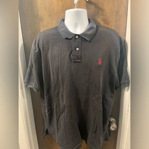 Polo Ralph Lauren Mens Polo T-Shirt Black Knit Logo Collar Short Sleeve Size XL